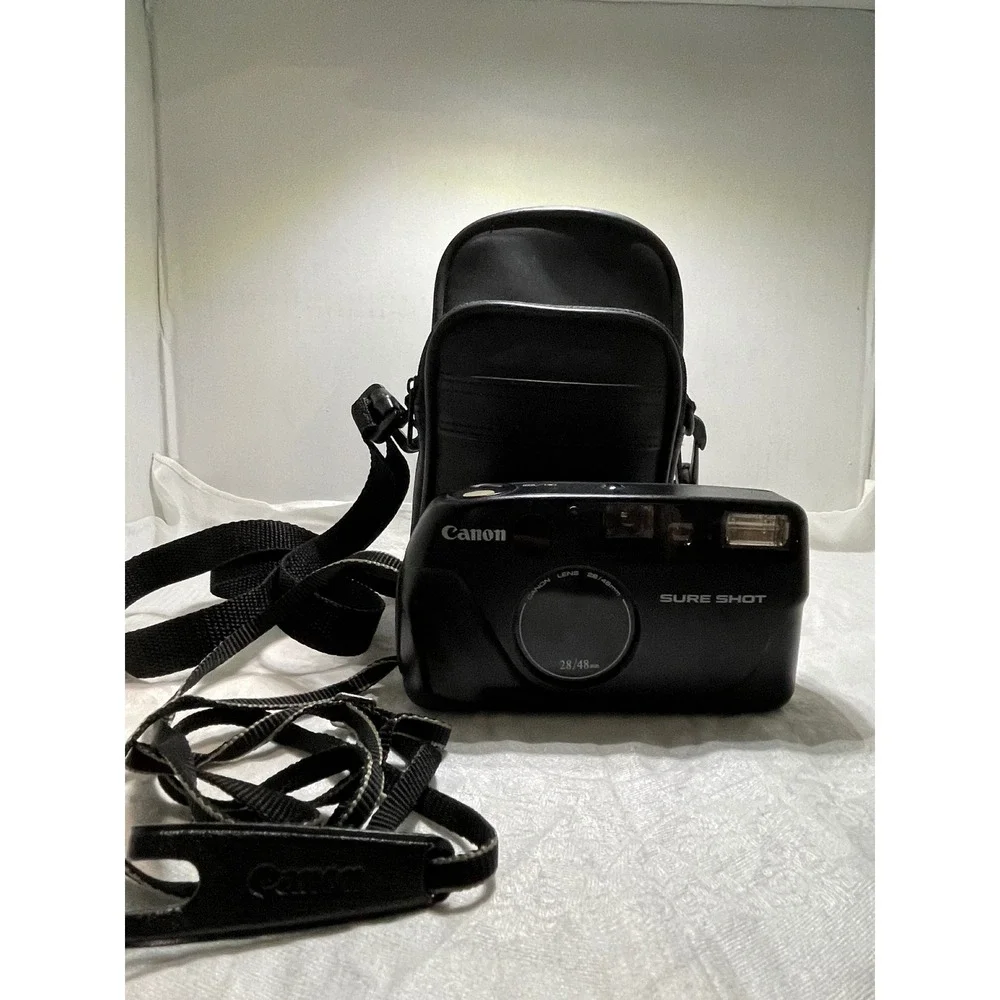 Canon Sure Shot 28/48mm Lens Point & Shoot 35mm Film Camera with Case As Is